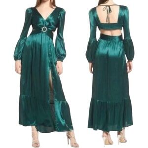 Rahi Large Jade Leila Luster Midi Dress Long Sleeve